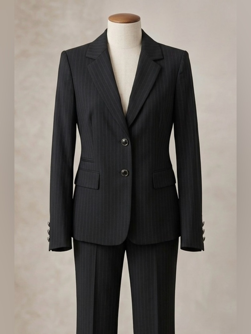 ANTONIO MELANI Black Pinstripe Blazer
